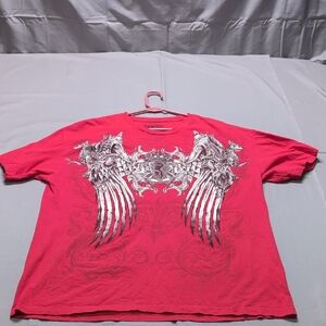 MMA Elite Mens Red Graphic‎ Tee Grunge Y2K Affliction Style Gryffin Size L